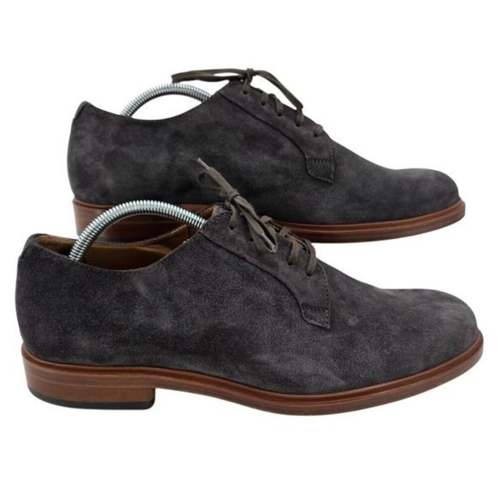 Vince Mens 10.5 Boerum Suede Graphite Grey Almond Toe Tie Dress Shoes